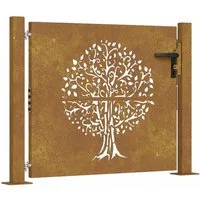 vidaXL Gartentor Gartentor 100x75 cm Cortenstahl Baumdesign
