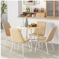 HOMCOM Esstisch für 4 Personen (Küchentisch, 1-St., Wohnzimmertisch), für Esszimmer, Küche, Stahl, Naturholz, 80 x 80 x 76 cm