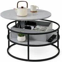 relaxdays Couchtisch mit Hebeplatte & Stauraum, grau