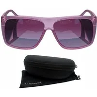 Rennec Sonnenbrille Damen Herren Brille im XL Vintage Retro Stil Transparent Oversize, Rechteckig, Gläser Lila Verlaufsgetönt, inkl. Hardcase