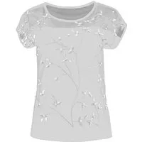 Passioni T-Shirt mit Blumenstickerei Slim Fit