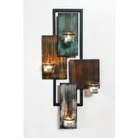 DanDiBo Teelichthalter Abstrakt Metall Wand Schwarz 61 cm Wandteelichthalter, hochwertige Verarbeitung Kerzenhalter Wandkerzenhalter Wandleuchter