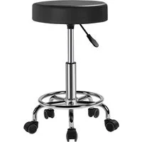 Yaheetech Drehhocker Barhocker Höhenverstellbarer Barstuhl mit Rollen, 50,5 cm – 65 cm H Arbeitshocker mit Drehbarer Sitzfläche