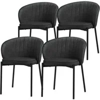 ML-DESIGN Polsterstuhl Esszimmerstühle mit Armlehne & Rückenlehne Ergonomische moderne Design (4 St), Armlehnstuhl mit Metallbeine 4er Set Anthrazit Lounge Sessel bis 120kg