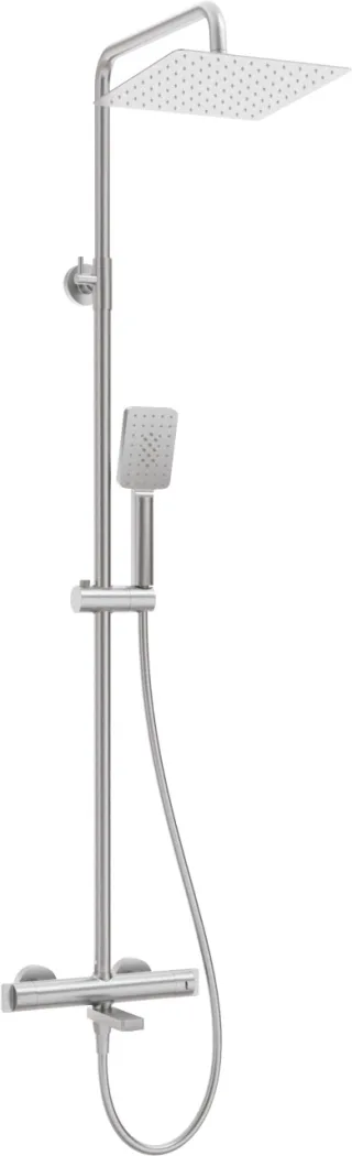 Neuesbad Duschsystem mit Thermostat Wannenarmatur, edelstahl gebürstet NB1DENAC_F1HT1
