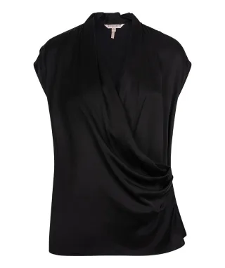 Esqualo - Bluse aus Satin mit überlappender Raffung schwarz - Gr. - 42