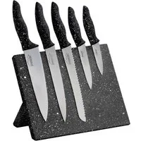 STONELINE Messer-Set Magnet Messerblock, bestückt, 6-teilig, mit klappbarem Ständer (5-tlg), rostfreier Edelstahl mit Titanbeschichtung, Designed in Germany