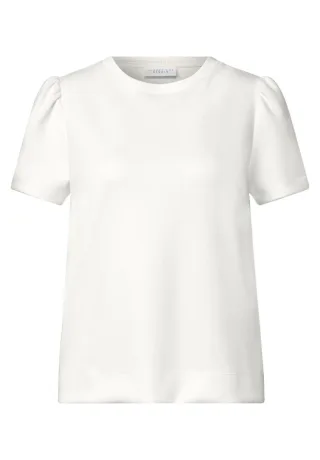 Street One - T-Shirt mit Puffärmeln weiß - Gr. - 42