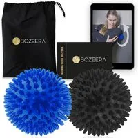 BOZEERA Massageball Igelball - Massage Bälle Set - Rücken, Beine, Fuß, Stachelball Hart & Medium, Inkl. GRATIS Video, Booklet & Tasche – Premium Massage Bälle Set