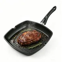SunJas Grillpfanne 28 x 28cm Steakpfanne mit Griff und Antihaftbeschichtet,Induktion, Aluminium (Für alle Herdarten inklusive Induktionsherd geeignet), Einfach zuzubereiten und leicht zu reinigen