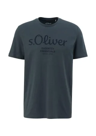 s.Oliver Red Label - T-Shirt mit Label-Print grau - Gr. - XL
