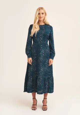 Langärmeliges Maxikleid mit Leopardenmuster