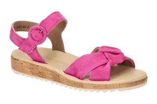 Paul Green Damen Sandalette 6105-04x flamingo - Echtleder - Klettverschluss -...