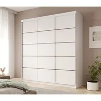 MOEBLO Schiebetürenschrank Tagra 200 (3 Türen, 11 Einlegeböden, Kleiderstange, Laminat, Modernes Design, Schwebetürenschrank Schrank Garderobe Schiebtüren Schlafzimmer) (BxHxT): 200x215x58cm