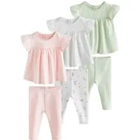 Next Shirt & Leggings Baby Kurzarm-Oberteil und Leggings, 6-teiliges Set (6-tlg)