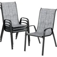 TLGREEN Stapelstuhl Gartenstühle Stapelstuhl,Camping Stapelbar Hochlehner, (Terrassenstuhl Textilene Stahlgestell für Gärten Innenhöfe Balkone Restaurants, 4 St), 150 kg Belastbar