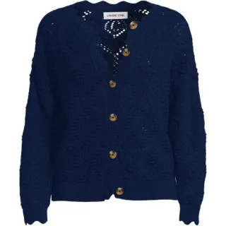 Noppencardigan, Damen,  Blau, Baumwolle, by Lands' End