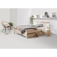 OTTO home Massivholzbett "CAPRE" im skandinavischem Landhausstil, mit Rollrost, aus zertifiziertem Massivholz, Lamellenoptik