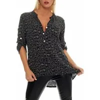 malito more than fashion Schlupfbluse malito Damen Bluse mit Leo Muster, Tunika mit ¾ Armen, Longsleeve Animal Print mit 3/4 Armen Einheitsgröße