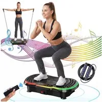 Hamlody Vibrationsplatte 2026 Verbesserte 3D Vibrationsplatte mit 10 farbige LED, 200 W, 200 Intensitätsstufen, 5 Ausbildungsprogramme, Fernbedienung, Bluetooth & Widerstandsbänder