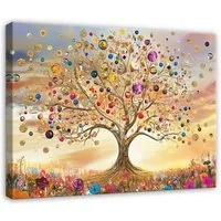 Wallarena Leinwandbild Baum Abstrakt Glamour Gold Schlafzimmer, Wohnzimmer 40x30 cm, Baum, 40 x 30 cm