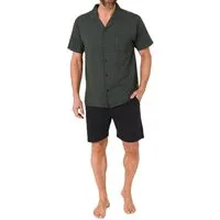 Normann Pyjama Herren kurzarm Schlafanzug Shorty Pyjama zum durchknöpfen