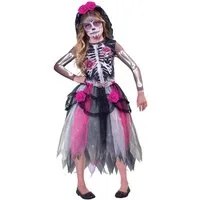 Riethmüller Kostüm La Catrina für Kinder Skelett-Kleid und Haarreif