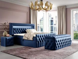 Boxspringbett Schlafzimmerbett ERNESTO Nr.4 140x200cm in Elisa Velvet Blau