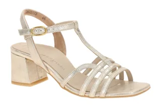 Paul Green Damen Sandalette 6197-009 Grau Mineral Echtleder T-Steg Blockabsat...