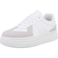 Ital-Design Damen Low-Top Freizeit Sneaker (88577220) Flach Sneakers Low in Weiß
