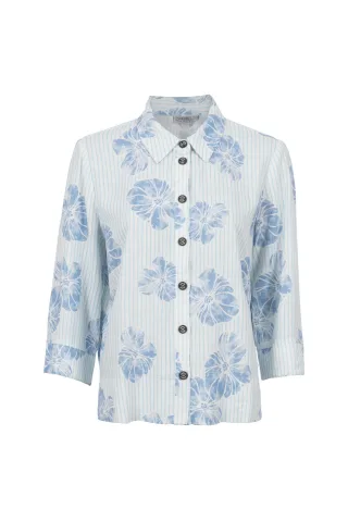 squesto - Bluse 3/4 pool blue - Gr. - 36