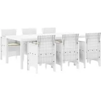 vidaXL Gartenlounge-Set Garten Essgruppe 7 Stk. Weiß Polypropylen, (7-tlg)