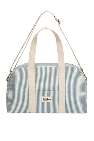 hindbag - Gestreifte Bowling-Tasche blau/weiß - Gr. - OS