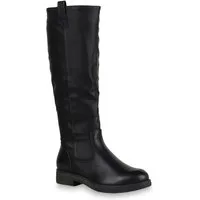 VAN HILL 819556 Stiefel Damen Reiterstiefel Leicht Gefütterte Stiefel Leder-Optik