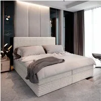 Masseno Boxbett PISA 160x200 cm mit Bonell Matratze und Topper, Doppelbett, Polsterbett mit Kopfteil, Boxspringbett