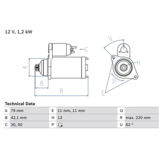 Bosch Anlasser 1,2 kW Audi Cupra Seat Skoda VW 0986026150