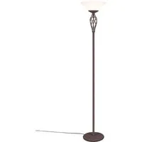 TRIO Leuchten LED Deckenfluter, Dimmfunktion, LED wechselbar, Warmweiß, Stehlampe im Landhaus-stil mit Glas Lampenschirm, Rostoptik, H: 180cm