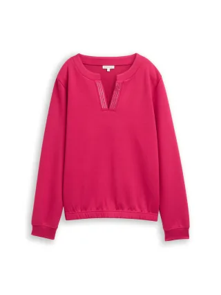 Tom Tailor - Scuba Sweatshirt mit Strasssteinen dark pink - Gr. - M