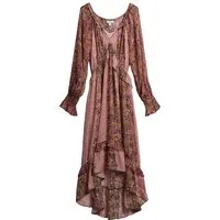 Bhoem Maxikleid BHOEM Maxikleid mit Metallic-Blumenmuster (1-tlg)