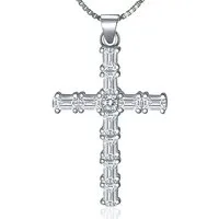 NAHLE Kreuzkette Kreuz Silberkette Kreuz Kette Zirkonia 925 Silber Halskette (inklusive Schmuckbox), 925 Silber Anhänger - rhodiniert