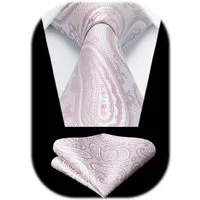 LuxusKollektion Krawatte Krawatte Herren Paisley Einstecktuch Hochzeit Partei Set C1 Hellrosa