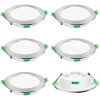 ALUSSO LED Einbaustrahler 6er-Set, Decken Leuchte, Flach Strahler für Bad, Wohnzimmer, 230V, 10W, 125-135 mm, Rund, Nickel