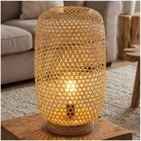 GLOBO LIGHTING LED Stehlampe, Leuchtmittel inklusive, Stehleuchte Bambus Rattan Stehlampe Bambus Lampe natur