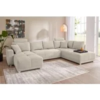 Jockenhöfer Gruppe Wohnlandschaft Orlando U-Form, B: 337 cm, Liegefl. 135x305 cm, mit Bettfunktion, Bettkasten, 2 Kopfstützen & 2 Zierkissen, Federkern