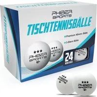 PHIBER-SPORTS Tischtennisball Weiß 3 Stern [24 Stück] - Ideal für Anfänger, Familien und Profis (Set, 24-St., 24 weiße 3 STERN Tischtennisbälle), Nach Wettbewerbsrichtlinien produziert