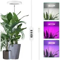 Jibenhome Pflanzenlampe LED Vollspektrum Pflanzenlicht für Zimmerpflanzen, Höhenverstellbares, mit Zeitschaltuhr 3/9/12 Std, USB, 3 Lichter Modi und 10 Helligkeit