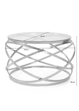 bonprix Glas-Couchtisch, silber, Gr.45 cm, Großer Couchtisch aus Metall und Gas