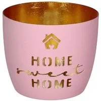 Giftcompany Kerzenhalter Windlicht Madras Home sweet Home Rosa Gold