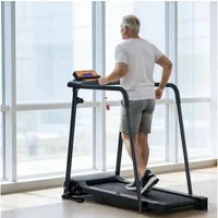 UMAY Laufband 12 voreingestellte Programme Für Zuhause (für Senioren mit optionaler APP-Steuerung, 120 kg Kapazität Treadmill, tragbare klappbare Laufbänder, Höchstgeschwindigkeit 12 km/h), erweiterte Handläufer für Recovery Fitness