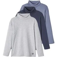vertbaudet Langarmshirt Jungen Rollkragenshirts BASIC 3er-Pack